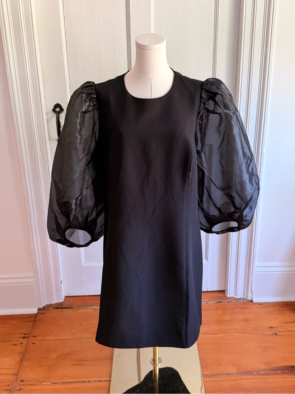 Tuckernuck Black Mini Dress with Sheer Puff Sleeves- XXL